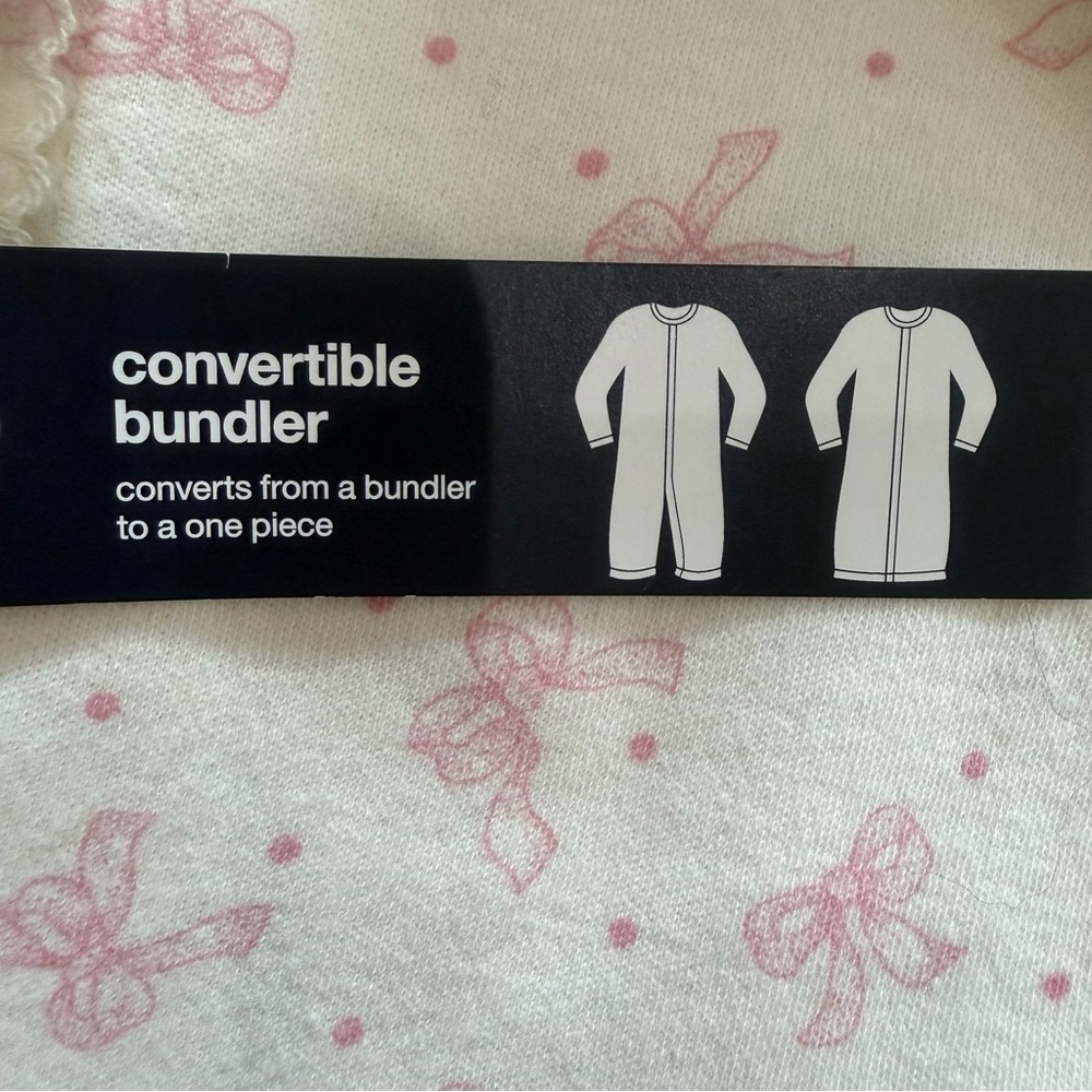 Baby Gap Convertible Infant Gown Pink Bows Print Cotton Size 0-3 Months - Picture 2 of 12